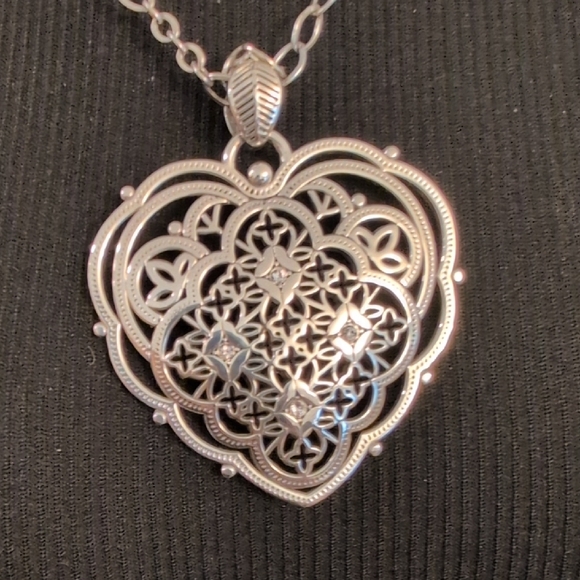 Brighton Jewelry - Brighton Silver Filigree Heart Pendant Necklace